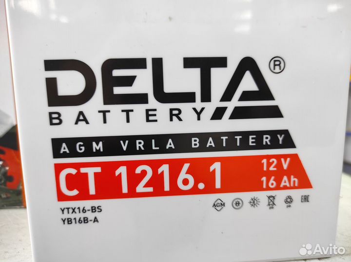 Аккумулятор 16Ач AGM Delta YTX16-BS CT1216.1