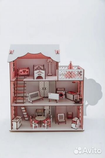 Парковка для машинок деревянный и кукольный домик