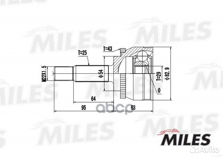 Шрус mitsubishi carisma 1.6-1.9TD 96-06 нар.(AB