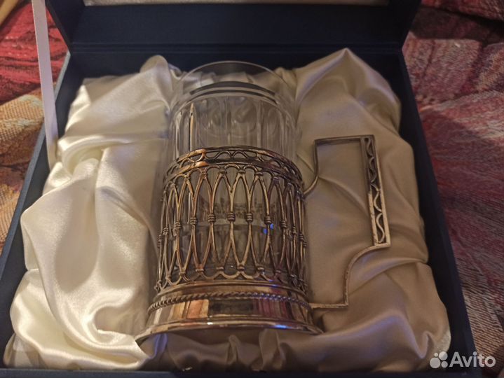Подстаканник со стаканом серебро