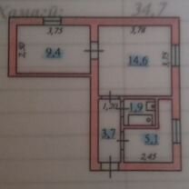 2-к. квартира, 34,7 м², 1/4 эт., Душанбе