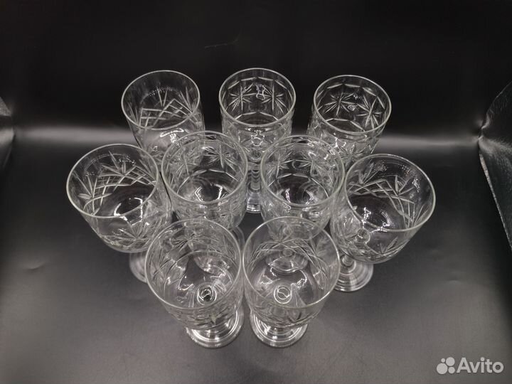 Рюмки Бокалы Рюмочки Стекло Резьба СССР Винтаж