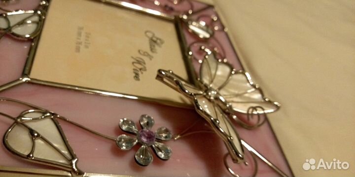 Фоторамка стеклянная со стразами и бабочкой