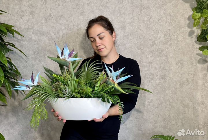 Композиция из искусственной зелени флорарриум