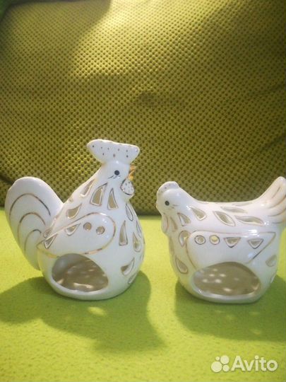 Фарфоровые и гжелевые петушки и курочки СССР