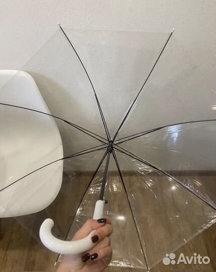 Зонт трость прозрачный