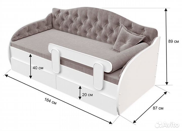 Детская кровать тахта с мягкой спинкой
