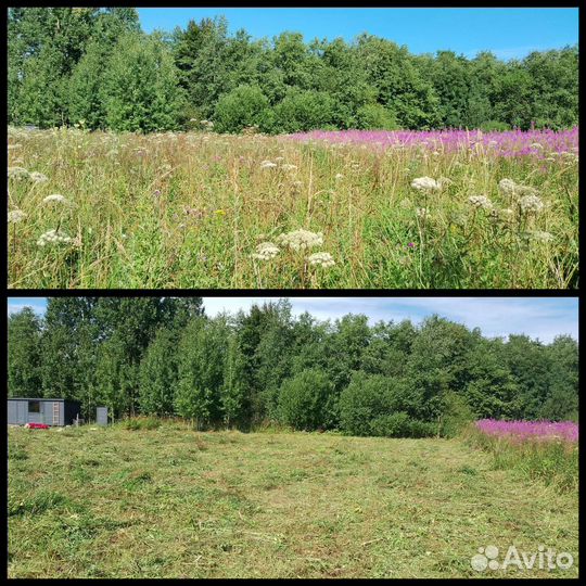 Покос травы триммером