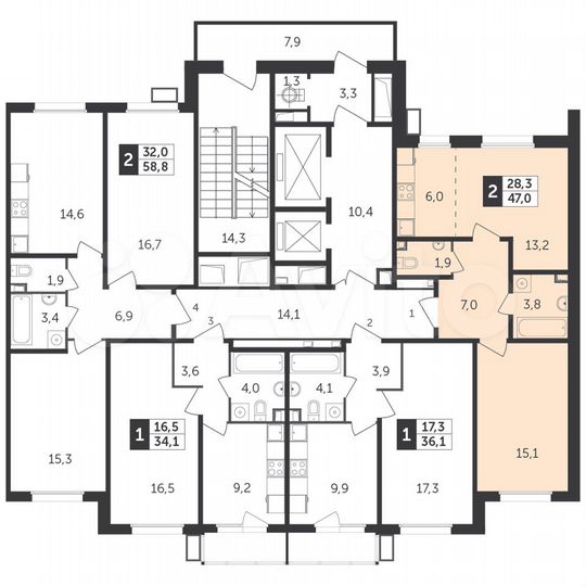 2-к. квартира, 47 м², 9/22 эт.
