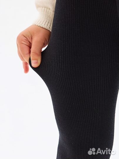 Леггинсы теплые с мехом для девочки в рубчик