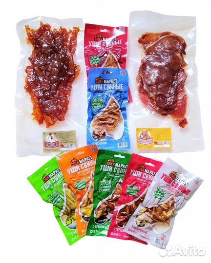 Снеки пивные / рыба, мясо, орехи, колбаски, уши