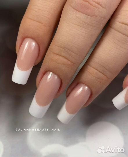 Выкладной френч.Акрил.Арочное наращивание. Педикюр