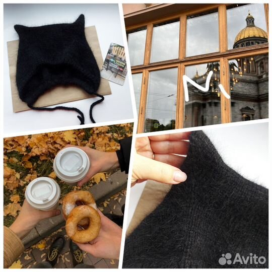 Шапка чепчик вязаная с ушками(В наличии)