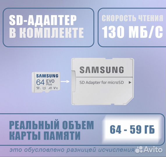 Карта памяти Samsung Evo Plus 64GB