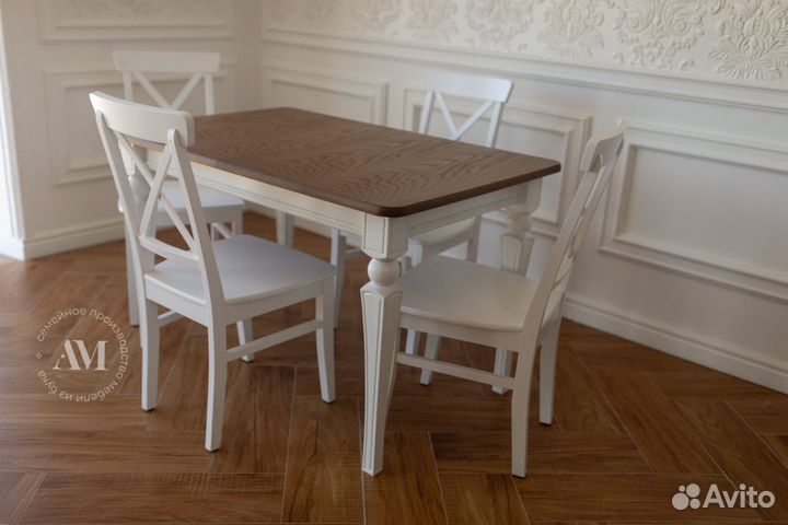 Набор стол обеденный и стулья 4шт массив бука