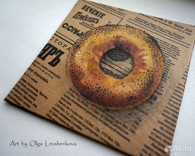 Картина маслом Баранка с маком. Под заказ