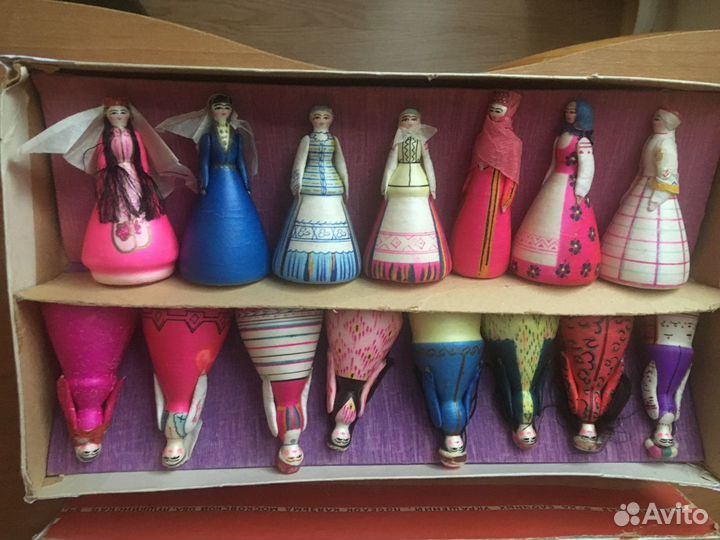 Ватная елочная игрушка 15 республик СССР коробка с