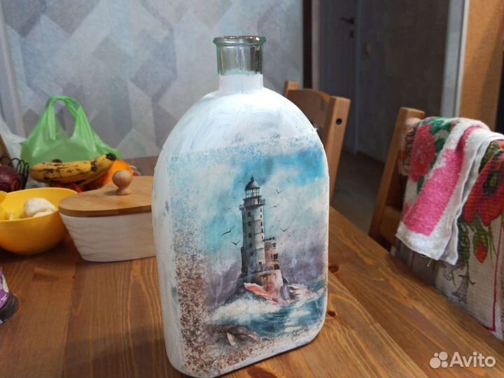 Стеклянная бутылка для декупажа, крепких напитков