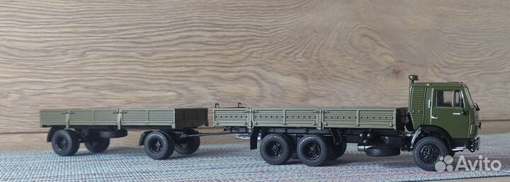Камаз-53212 бортовой с прицепом, хаки, 1/43
