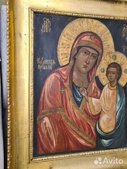 Старинная Икона.19 в.Казанская.90х76 см Сусал
