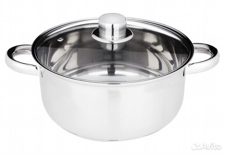 Кастрюля 3,7 л Джерси, стеклянная крышка, нержавей