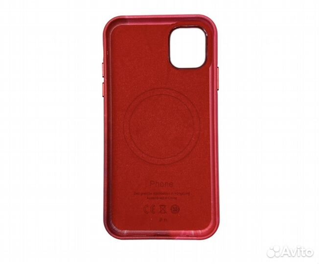 Чехол для iPh 14 PRO MAX leather case marble RED