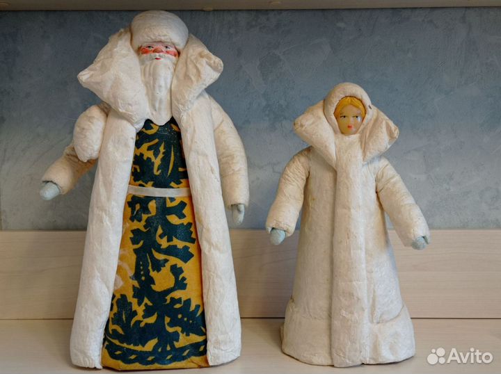 Дед Мороз и Снегурочка из ваты СССР