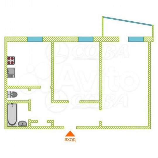 2-к. квартира, 51 м², 2/9 эт.