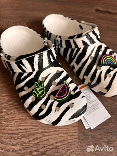 Сабо Crocs Оригинал принт зебра M7/W9