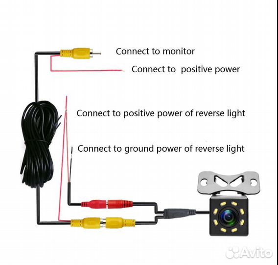 Камера заднего вида с подсветкой 12 LED