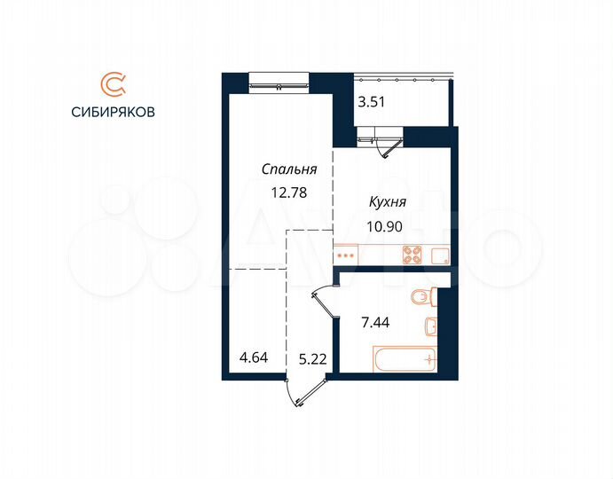 1-к. квартира, 44,5 м², 5/18 эт.