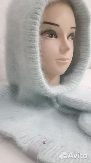 Капор и варежки из пуха норки