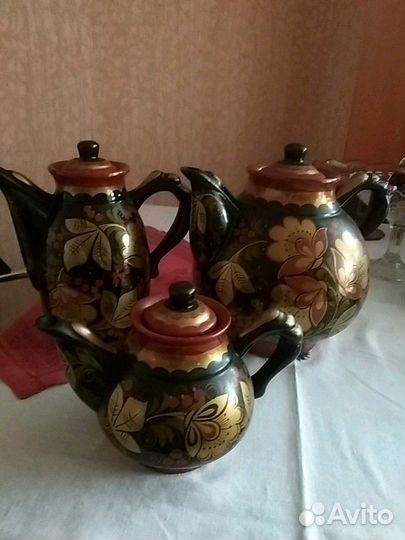 Набор чайников Хохлома керамика СССР