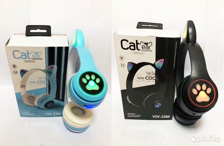 Беспроводные наушники детские с кошачьими ушками