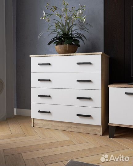 Комод 4 ящика км-2 Дуб Сонома/Белый