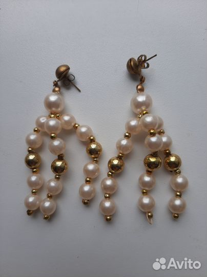 Винтаж ожерелье и серьги искусственный жемчуг