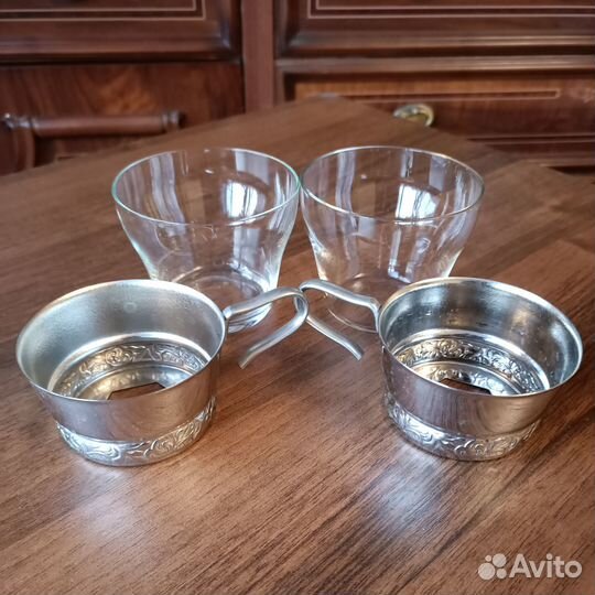 Мельхиоровые подстаканники со стак 2 шт мнц СССР