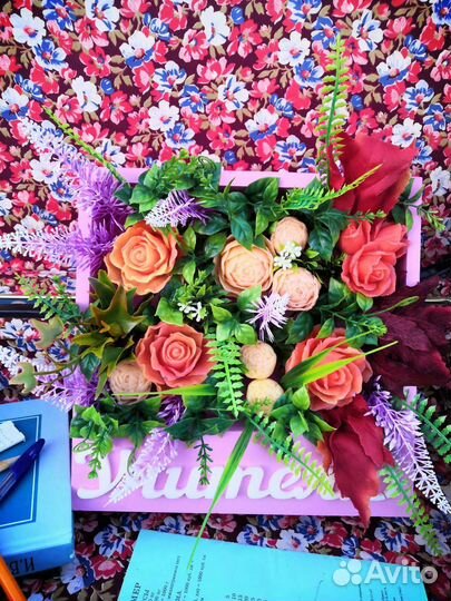 Подарокчителю букет из мыла в боксе