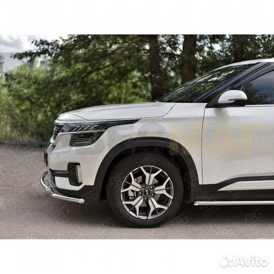 Защита переднего бампера двойная для Kia Seltos