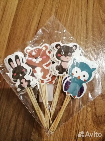 Топпер бумажный. в виде животных в кексы, торт