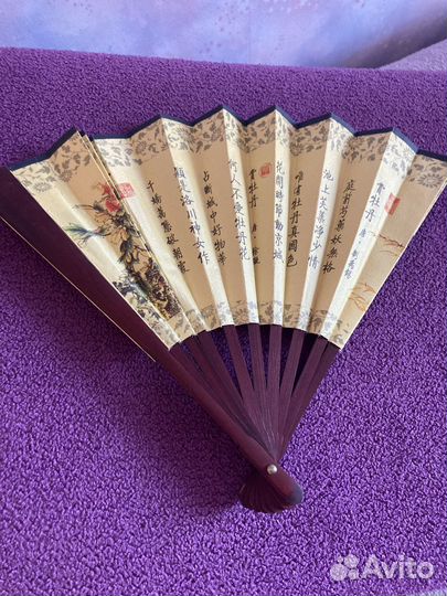 Бамбуковый веер на тканевой основе, качественный