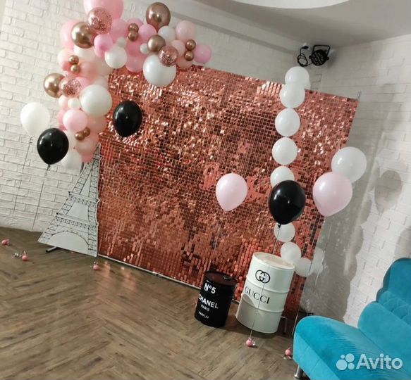 Фотозона из пайеток аренда