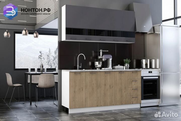 Кухня Астра 2.0 м графит софт / дуб галиано