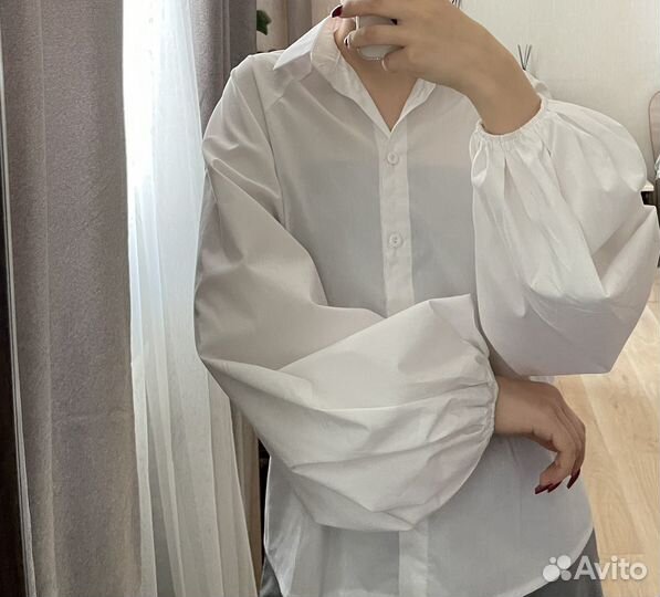 Рубашка с объемными рукавами