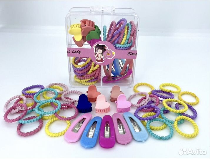 Набор резинок и заколок для волос