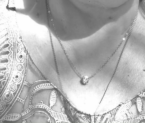 Кулон чокер с сияющим кристаллом (как муассанит)