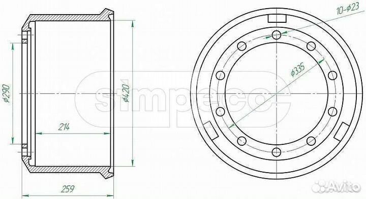 Тормозной барабан бпв 420х200