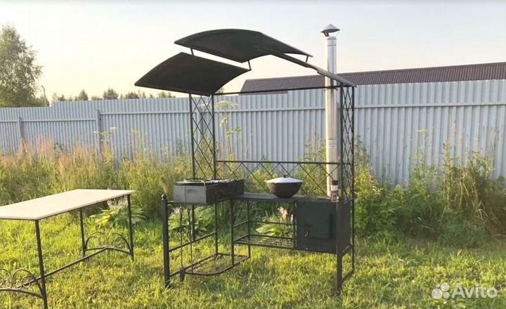 Мангал с печью под казан