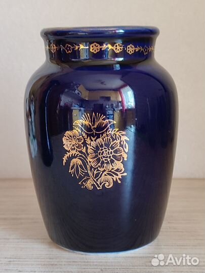 Ваза. лфз. Кобальт. Позолота. Высота - 15 см