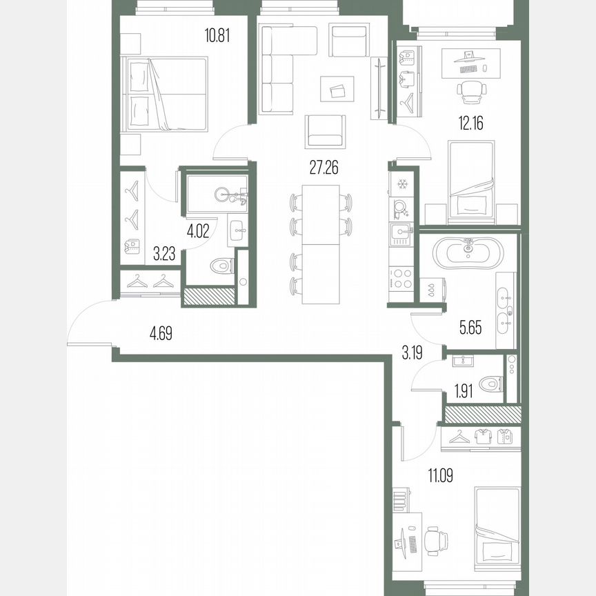 3-к. квартира, 84 м², 9/10 эт.